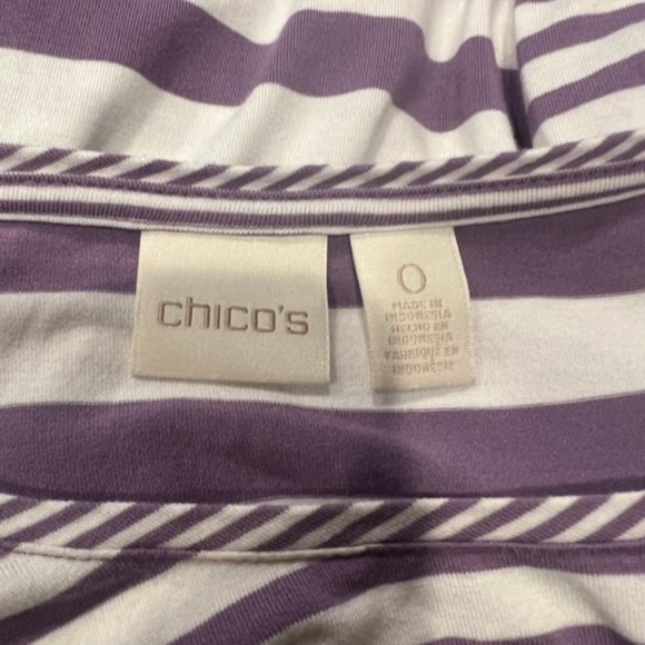 Chico's Purple & White Striped 3/4 Sleeve Tee Size Small - Picture 9 of 9